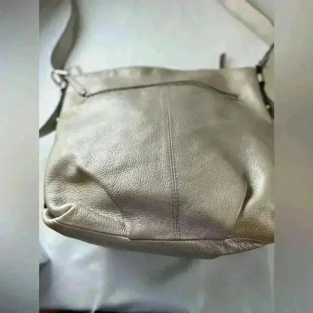 COACH F15064 Silver Leather Duffle Bag